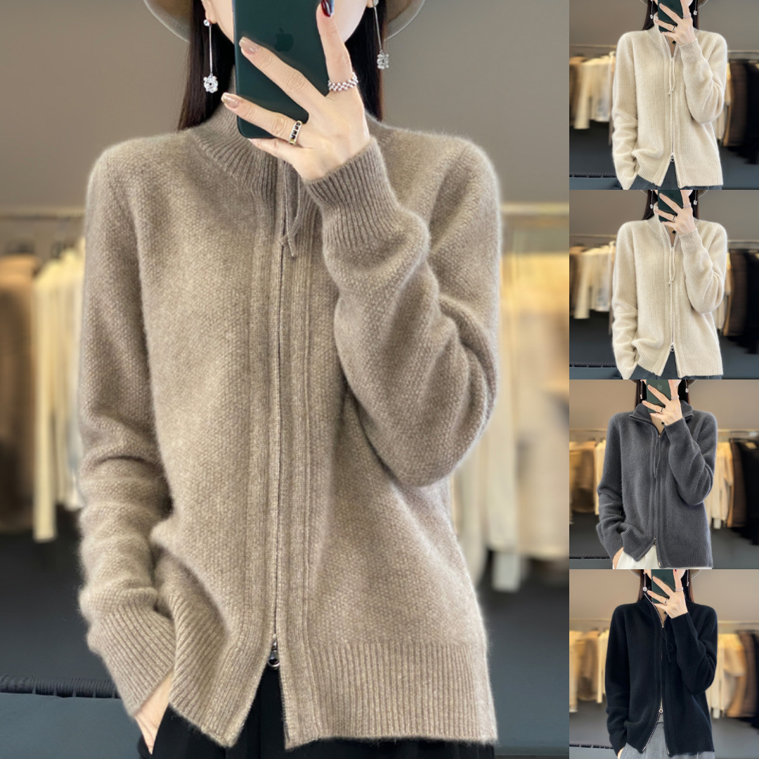 Chloé™ | Cardigan zippé en cachemire 100% laine