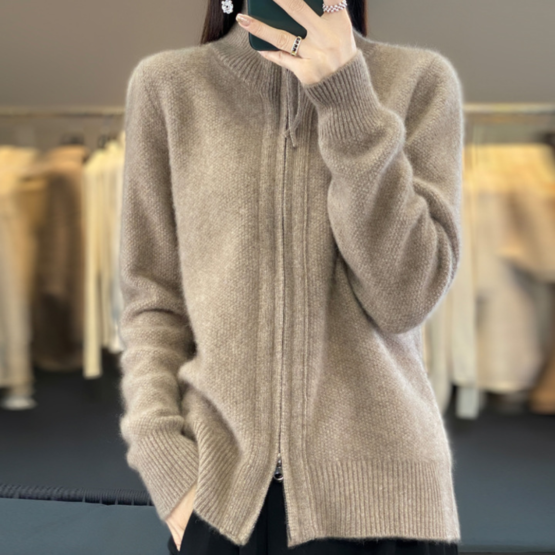 Chloé™ | Cardigan zippé en cachemire 100% laine