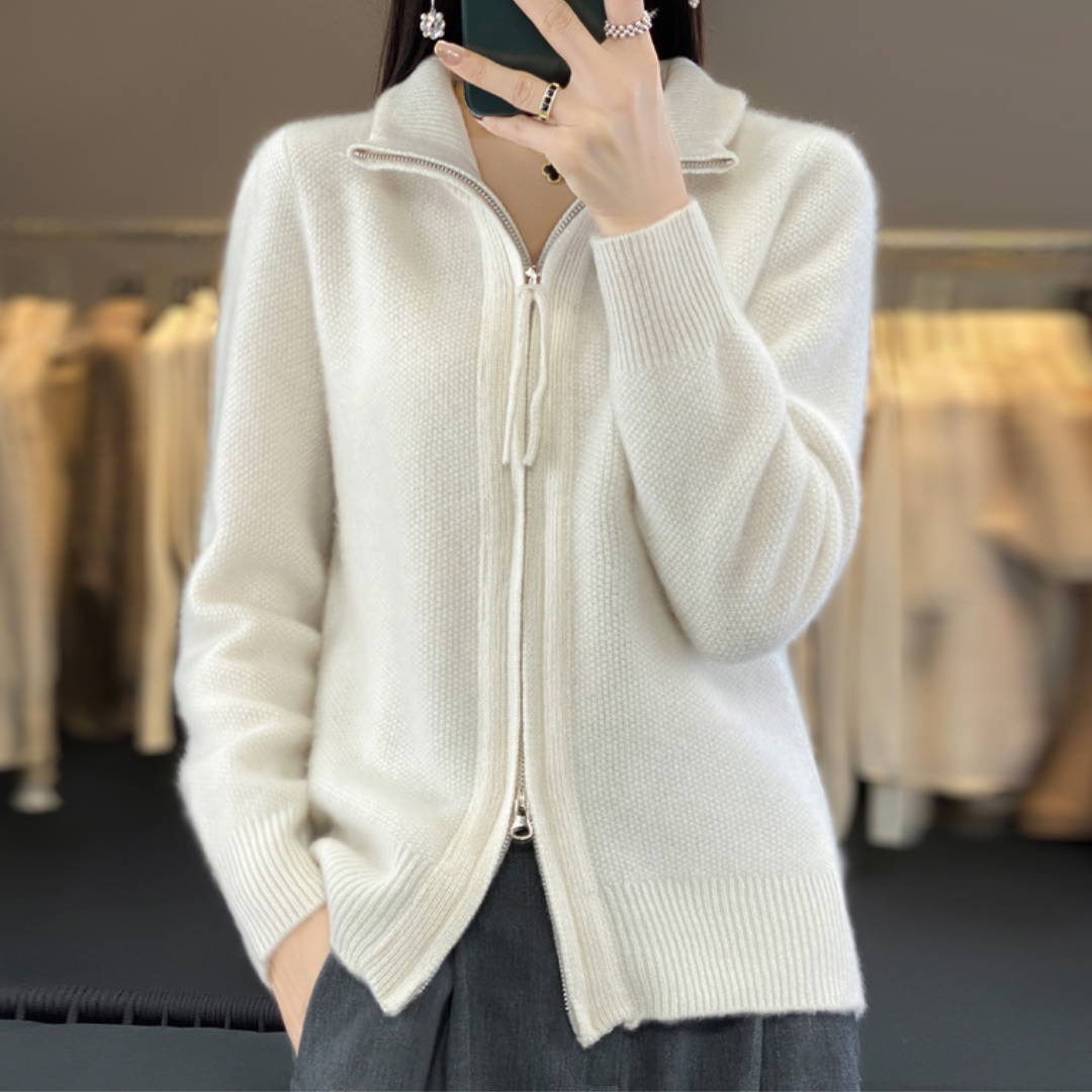 Chloé™ | Cardigan zippé en cachemire 100% laine