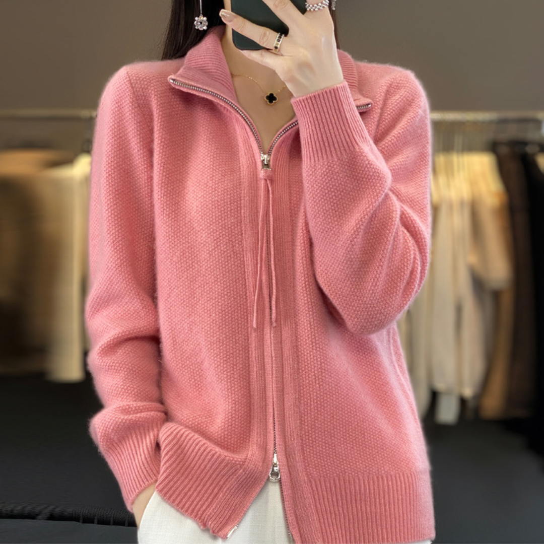 Chloé™ | Cardigan zippé en cachemire 100% laine