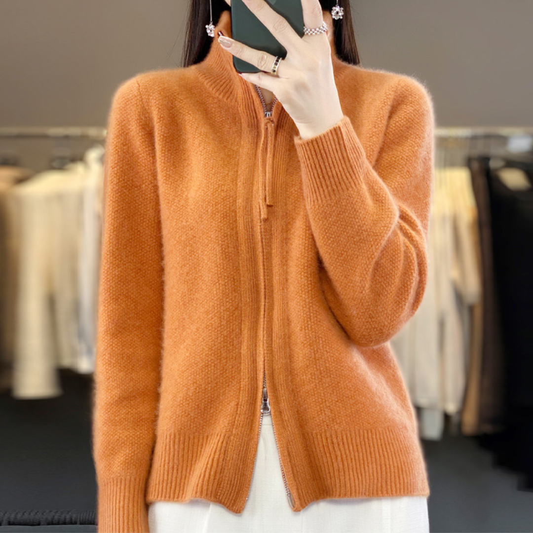 Chloé™ | Cardigan zippé en cachemire 100% laine