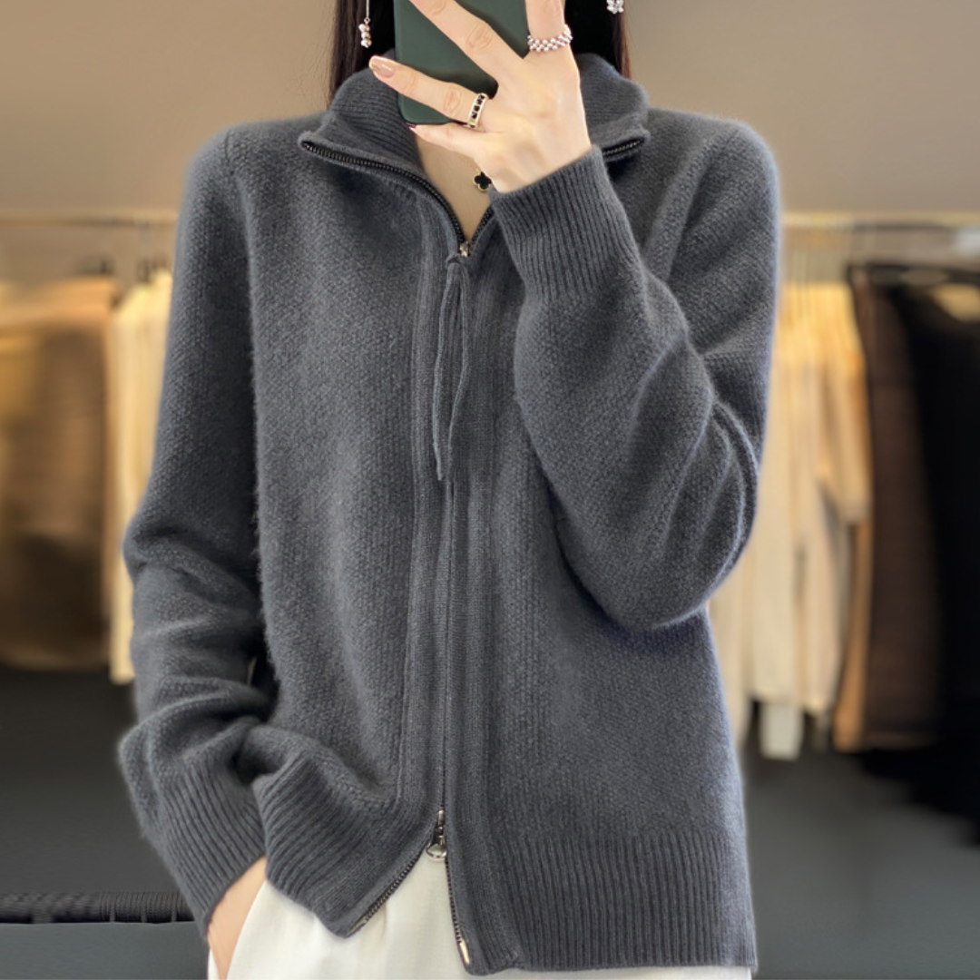 Chloé™ | Cardigan zippé en cachemire 100% laine