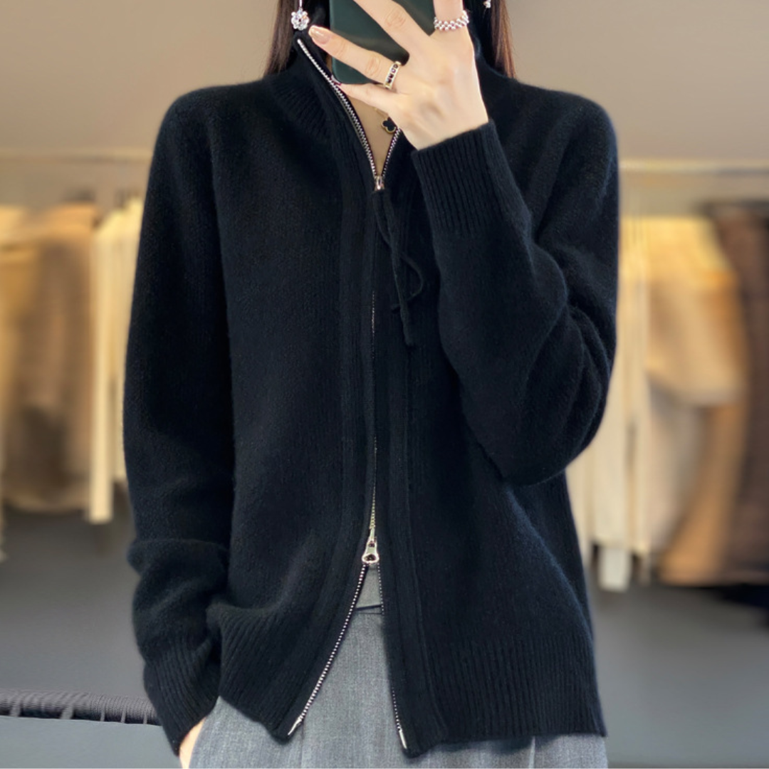 Chloé™ | Cardigan zippé en cachemire 100% laine