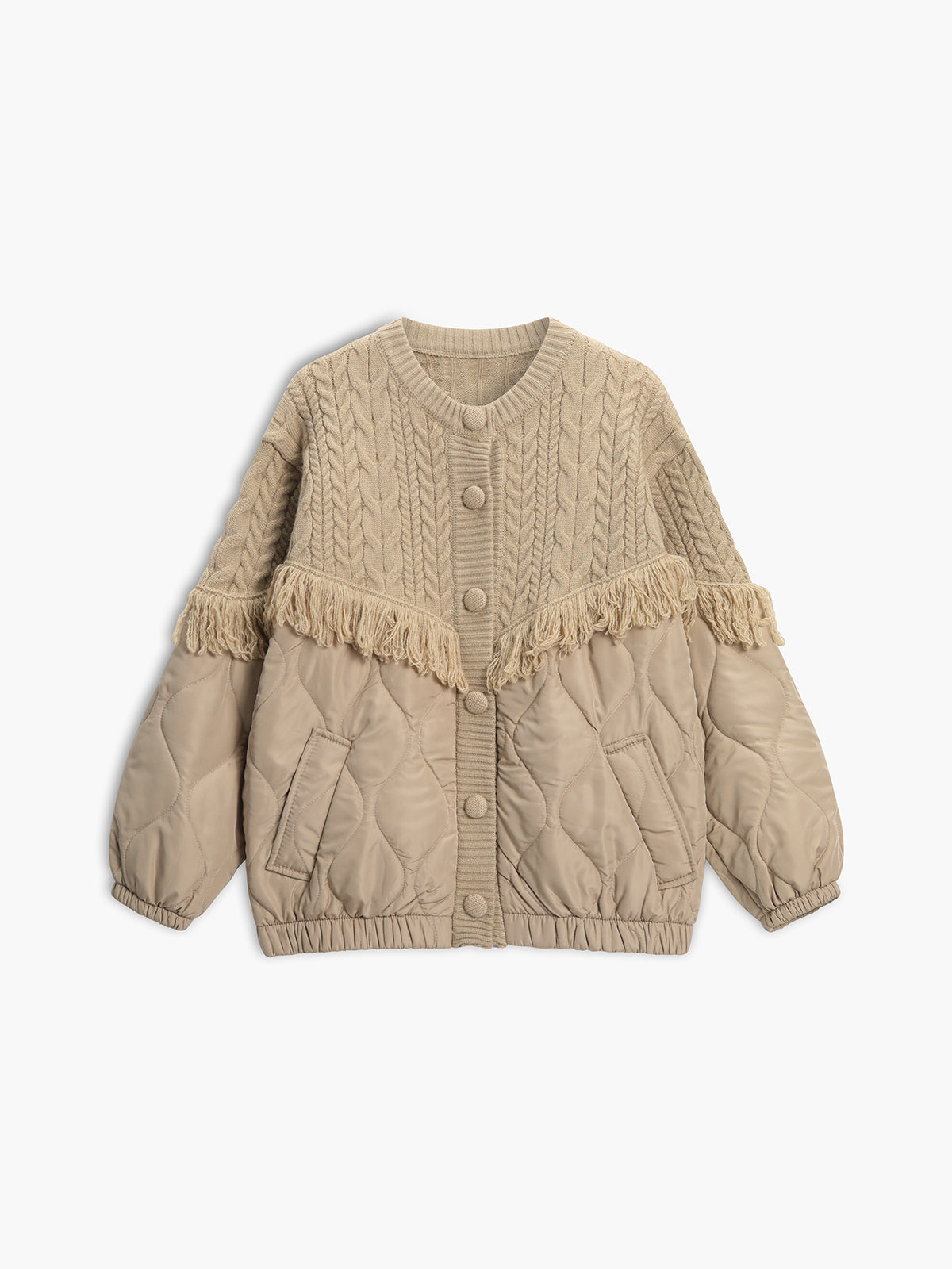Chloé™ | Veste Matelassée En Tricot Torsadé Patchwork