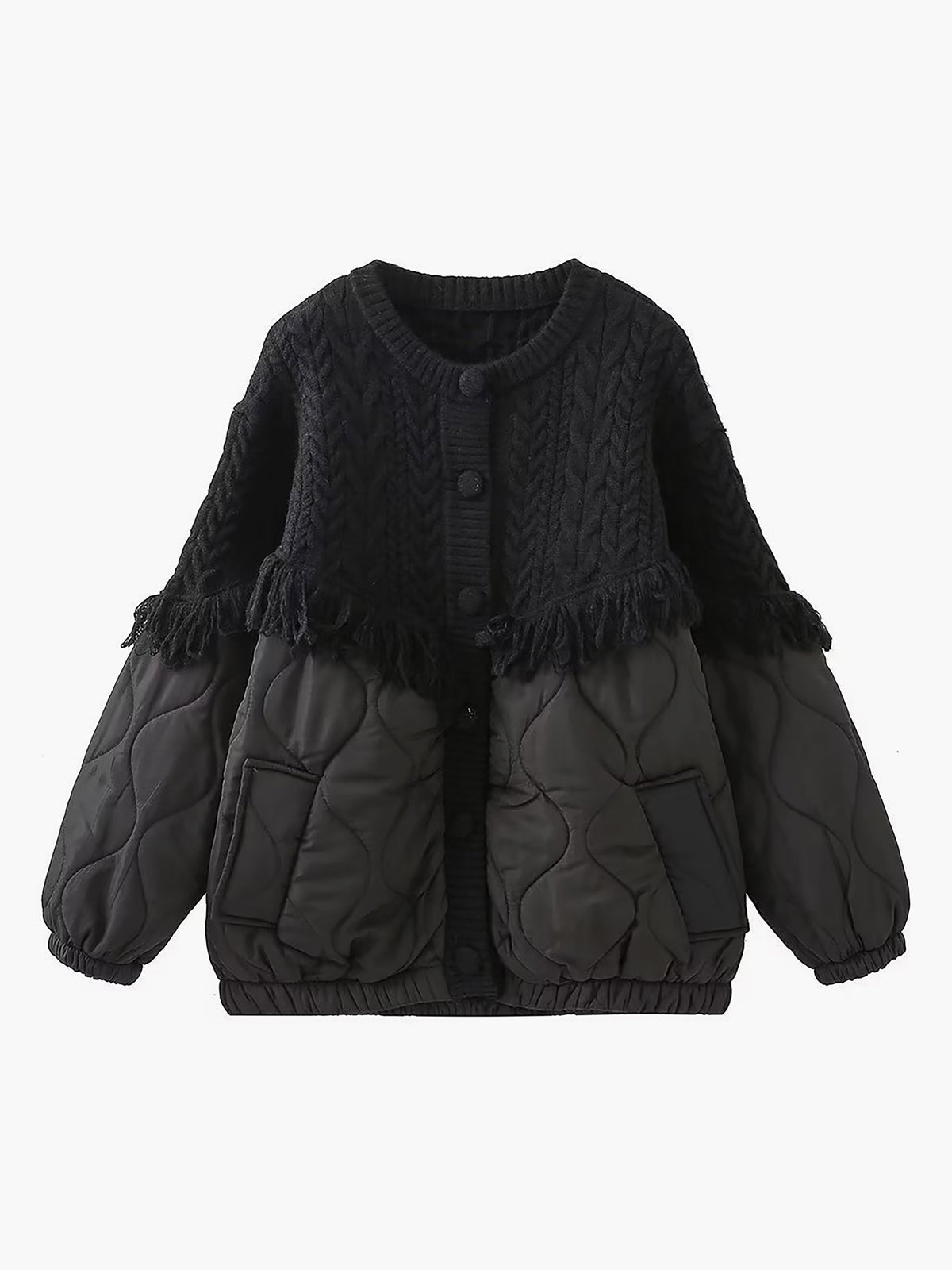 Chloé™ | Veste Matelassée En Tricot Torsadé Patchwork