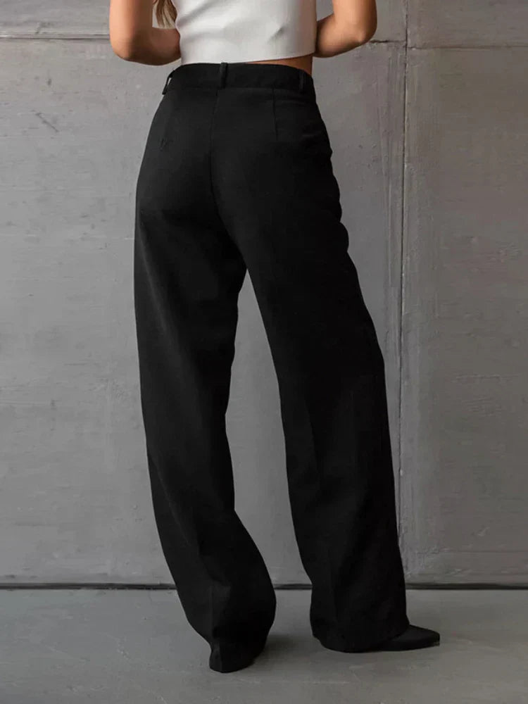 Chloé™ | Pantalon Large Noir Élégant