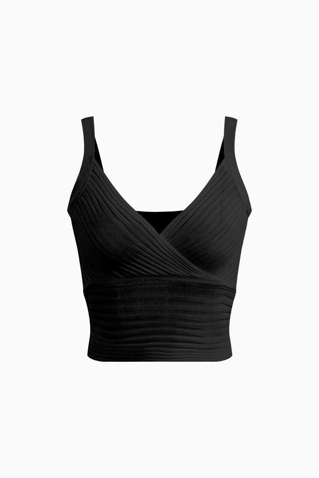 Chloé™ | Top Court À Encolure Croisée Côtelé