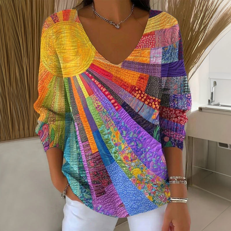 CHLOE | PULL IMPRIMÉ COL V POUR FEMMES