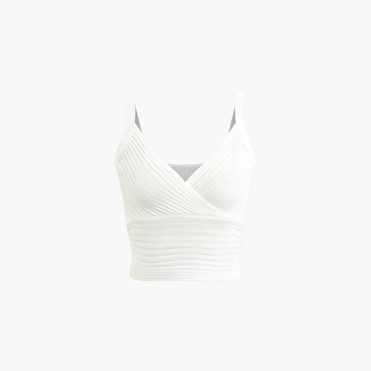 Chloé™ | Top Court À Encolure Croisée Côtelé