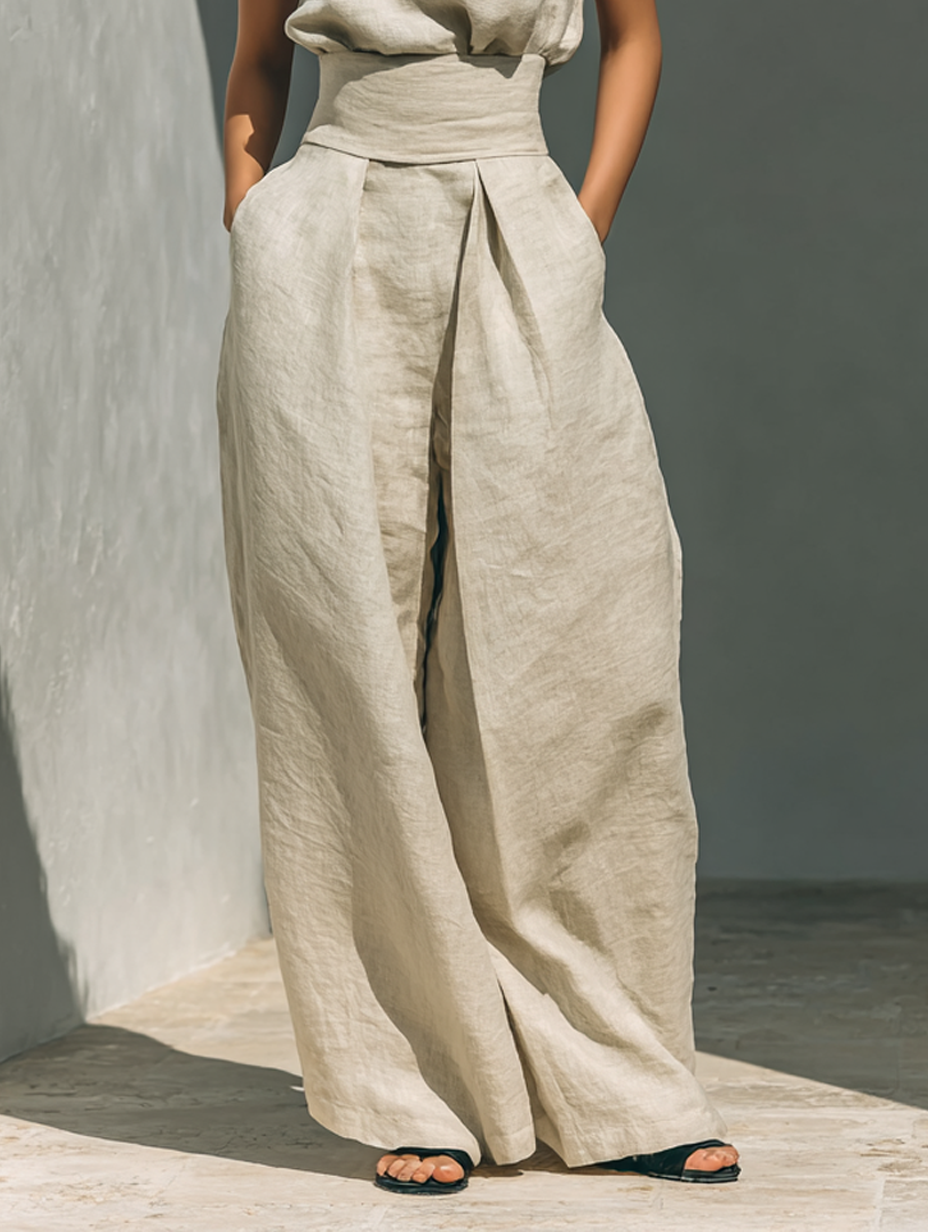CHLOE | ENSEMBLE PANTALON LARGE EN COTON POUR FEMME