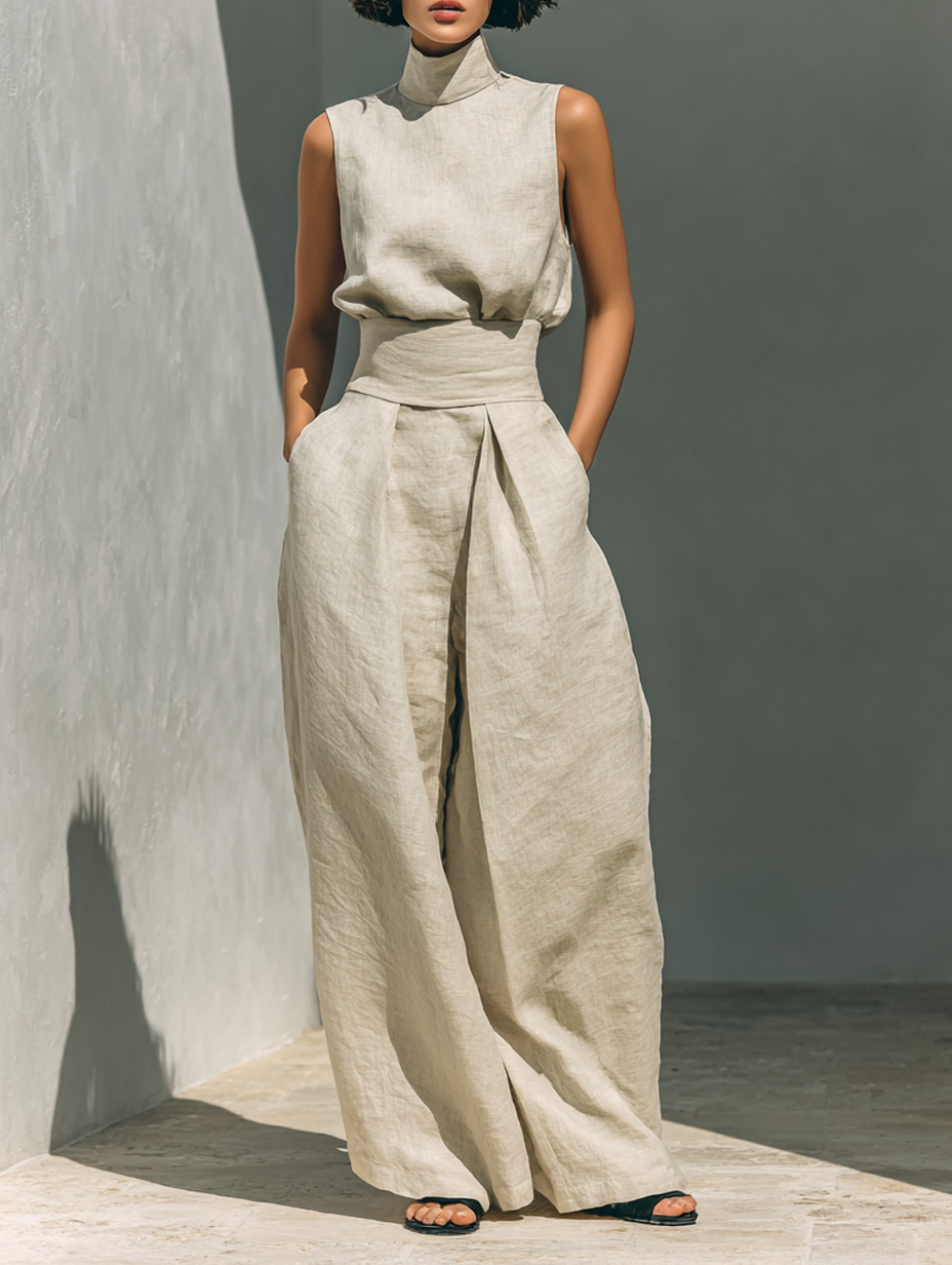 CHLOE | ENSEMBLE PANTALON LARGE EN COTON POUR FEMME