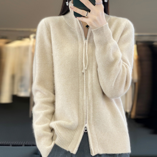 Chloé™ | Cardigan zippé en cachemire 100% laine