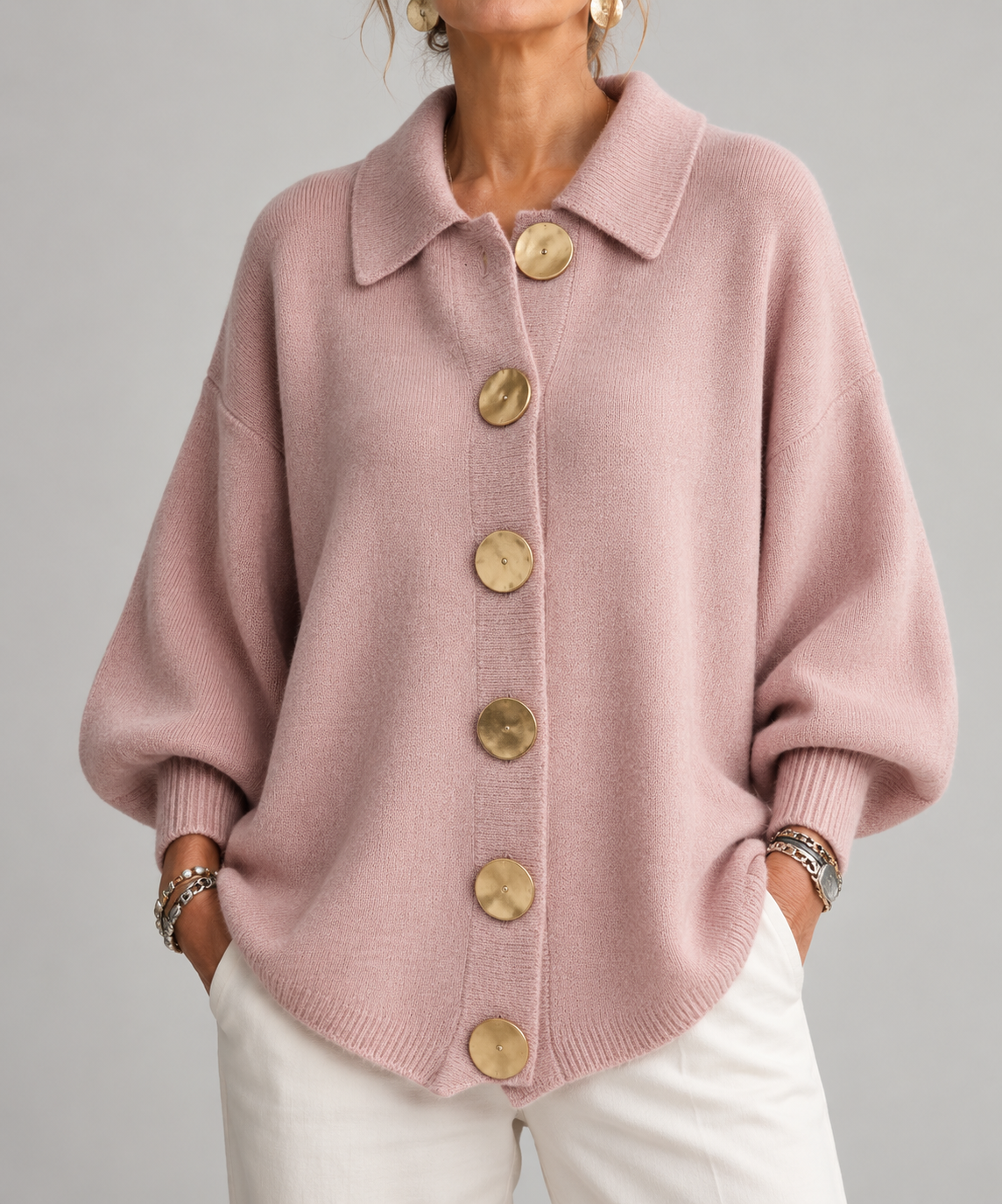 CHLOE | GILET EN TRICOTÉE À COL OVERSIZE POUR FEMMES