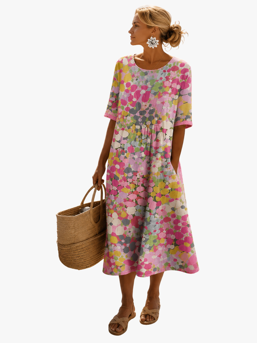 CHLOE | ROBE MIDI FLEURIE ÉLÉGANTE POUR FEMMES