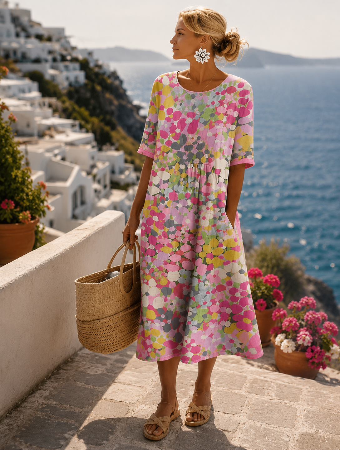 CHLOE | ROBE MIDI FLEURIE ÉLÉGANTE POUR FEMMES