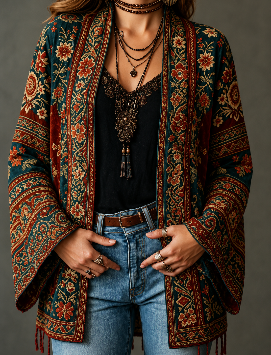 CHLOE | VESTE BOHO EN VELOURS POUR FEMMES
