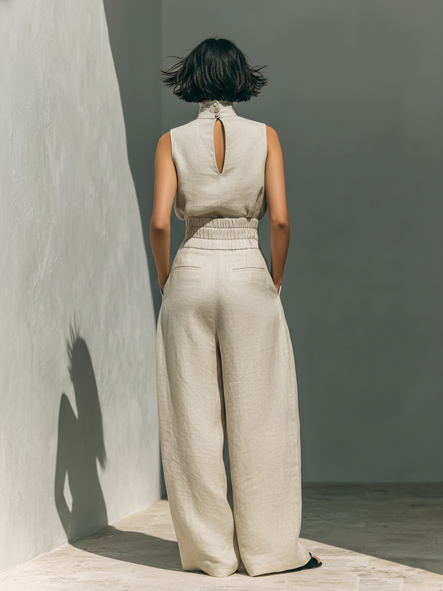 CHLOE | ENSEMBLE PANTALON LARGE EN COTON POUR FEMME