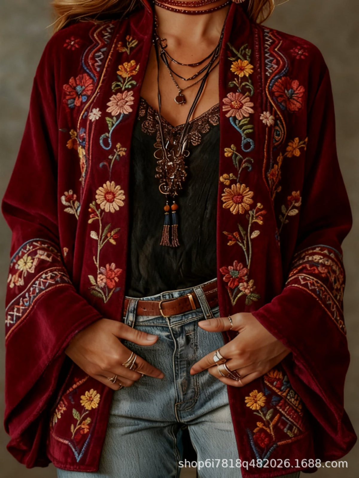 CHLOE | VESTE BOHO EN VELOURS POUR FEMMES