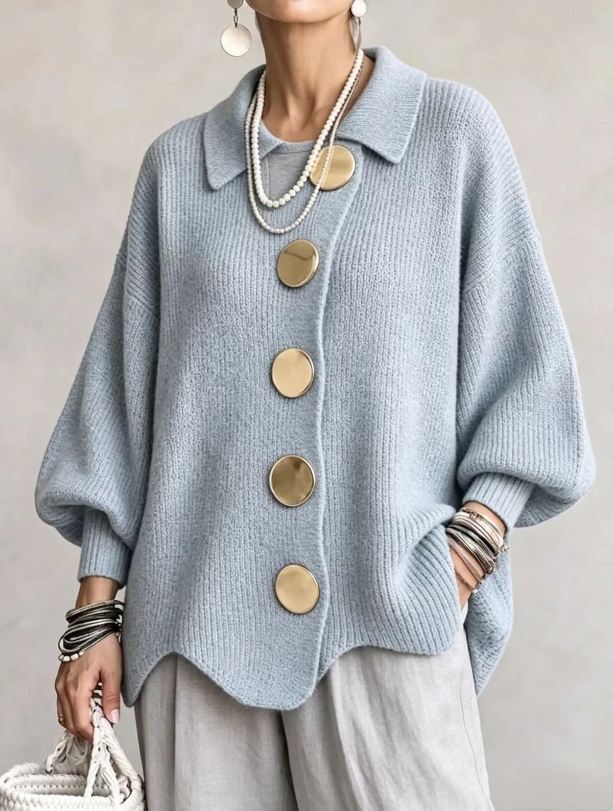 CHLOE | GILET EN TRICOTÉE À COL OVERSIZE POUR FEMMES