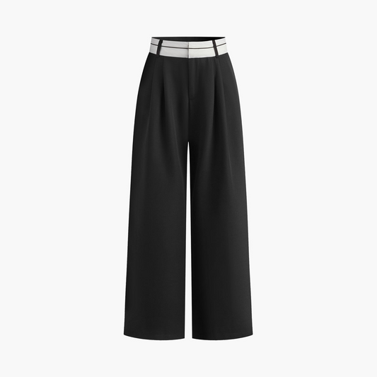 Chloé™ | Pantalon Large À Taille Contrastée