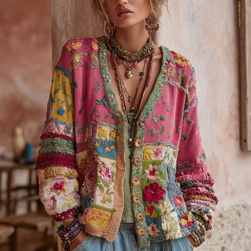 CHLOE | GILET EN PATCHWORK FLORAL POUR FEMMES