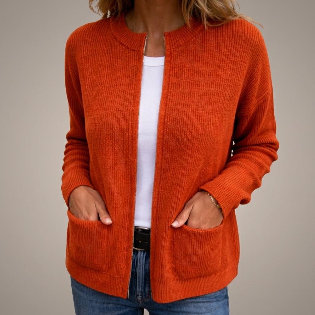 CHLOE | GILET EN TRICOT À FERMETURE ÉCLAIR POUR FEMMES