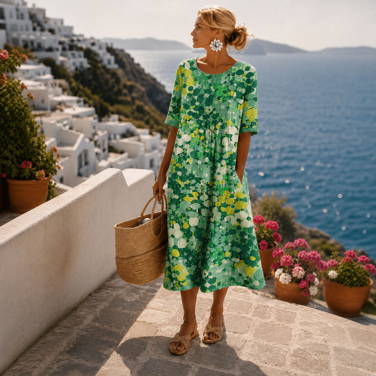 CHLOE | ROBE MIDI FLEURIE ÉLÉGANTE POUR FEMMES