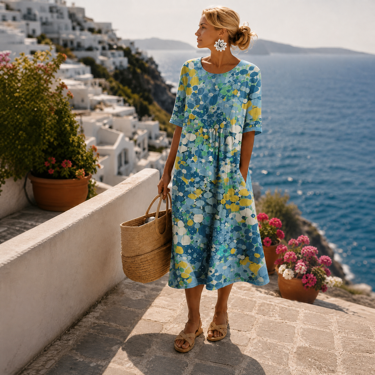 CHLOE | ROBE MIDI FLEURIE ÉLÉGANTE POUR FEMMES